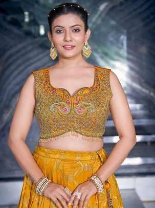 Elegant Yellow Ready Made Lehenga choli With Pink Dupatta