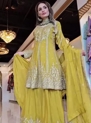 Elegant Yellow Sharara Set for Eid