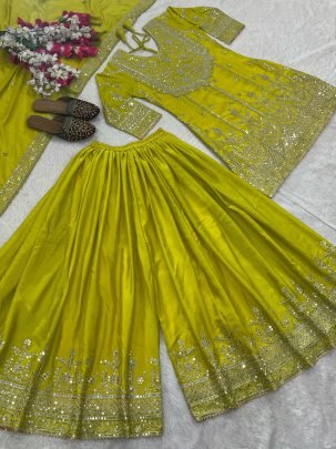 Elegant Yellow Sharara Set for Eid