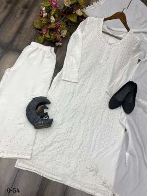 Embroidered with Daimond Work White Palazzo With Dupatta