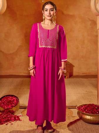 Embroidered  Work  Rani  Colour Ready Made Suit