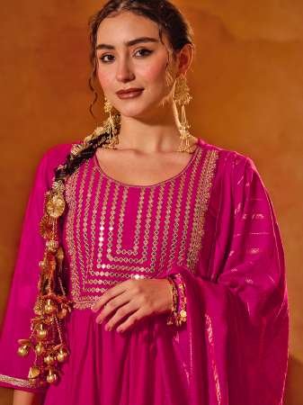 Embroidered  Work  Rani  Colour Ready Made Suit