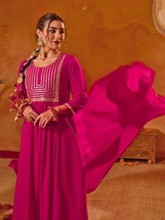 Embroidered  Work  Rani  Colour Ready Made Suit