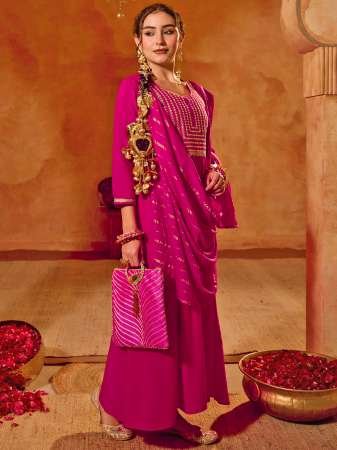 Embroidered  Work  Rani  Colour Ready Made Suit