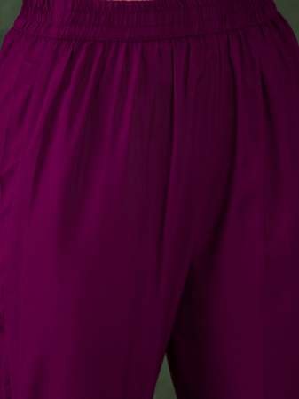 Embroidered Work Wine Colour Kurti Pant Dupatta