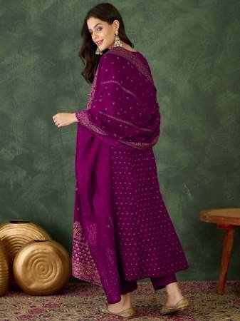 Embroidered Work Wine Colour Kurti Pant Dupatta