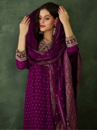 Embroidered Work Wine Colour Kurti Pant Dupatta