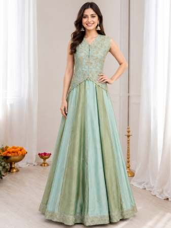 Embroidery Butta Pista Colour Lehenga With Blouse