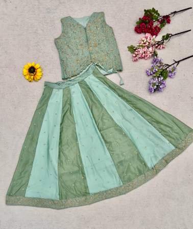 Embroidery Butta Pista Colour Lehenga With Blouse