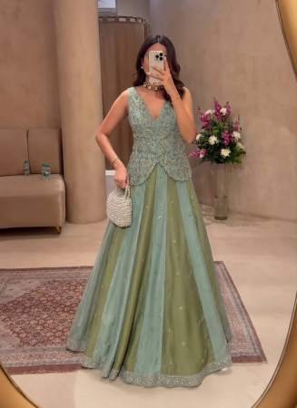 Embroidery Butta Pista Colour Lehenga With Blouse