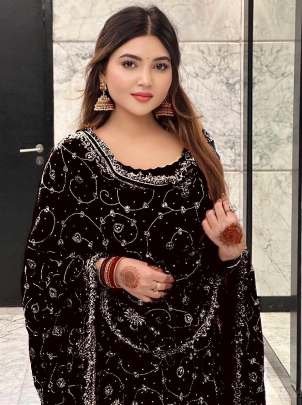 Embroidery Work Black Sharara Suit