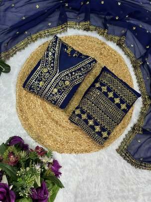 Embroidery Work Georgette Blue Sharara Suit