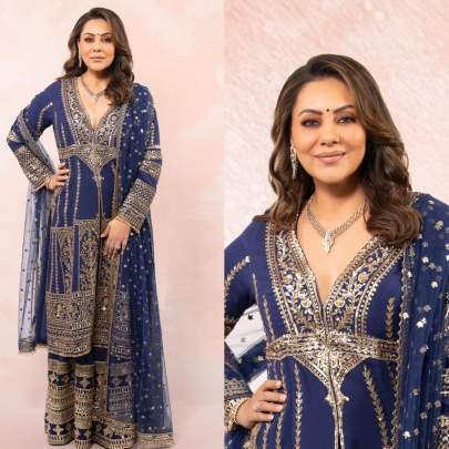 Embroidery Work Georgette Blue Sharara Suit