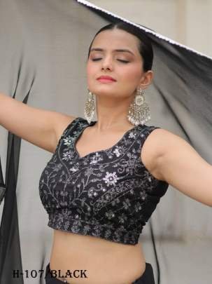 Embroidery Work Georgette Silk Black Lehenga Choli