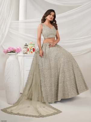 Embroidery Work Off White Soft Net Embroidery Lehenga Choli