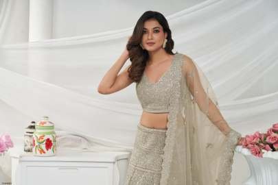 Embroidery Work Off White Soft Net Embroidery Lehenga Choli