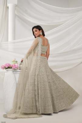 Embroidery Work Off White Soft Net Embroidery Lehenga Choli