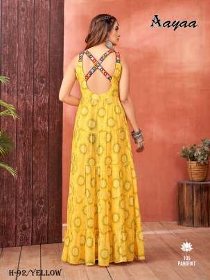 Embroidery Work Heavy Georgette Yellow Anarkali Suit