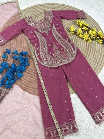 Embroidery Work  Pink  Colour Kids Sharara