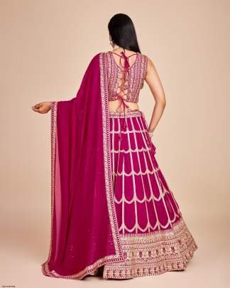 Embroidery Work Rani Pink Georgette Lehenga Choli