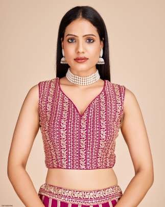 Embroidery Work Rani Pink Georgette Lehenga Choli