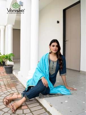 Embroidery Work Roman Silk Batali Kurti Pant Set