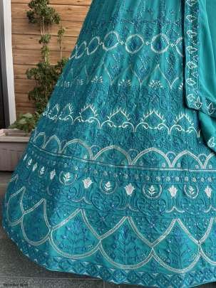 Embroidery Work Sky Blue Georgette Lehenga Choli