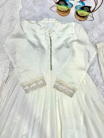 Embroidery  Work White Colour Ready Made Suit