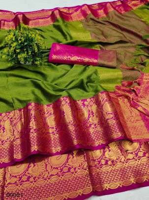Enchanting Cotton Silk Saree with fancy blouse