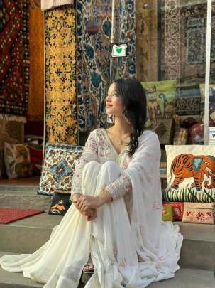 Ethereal Ivory Embroidered Kurti Set With Graceful Dupatta