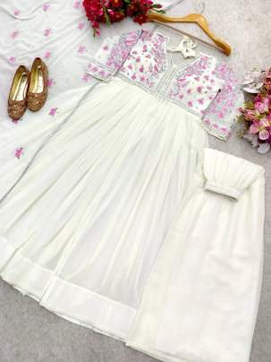 Ethereal Ivory Embroidered Kurti Set With Graceful Dupatta
