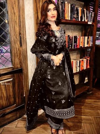 Ethnic Black Kurti Palazzo Dupatta Set