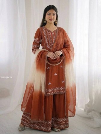 Ethnic Rayon Cotton Kurti Set for Women with Embroidery Work