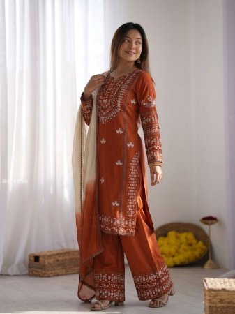 Ethnic Rayon Cotton Kurti Set for Women with Embroidery Work