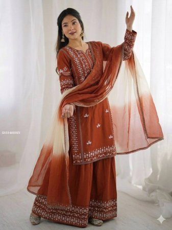 Ethnic Rayon Cotton Kurti Set for Women with Embroidery Work