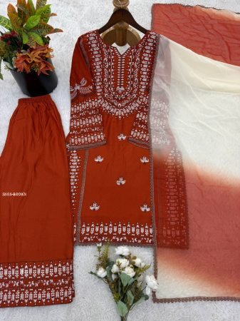 Ethnic Rayon Cotton Kurti Set for Women with Embroidery Work