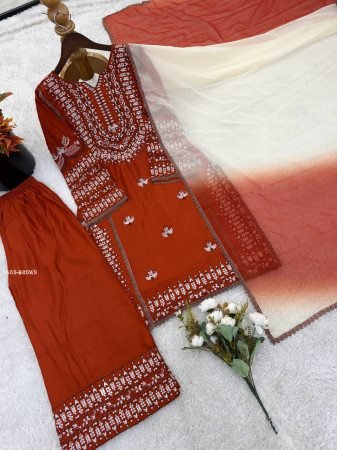 Ethnic Rayon Cotton Kurti Set for Women with Embroidery Work