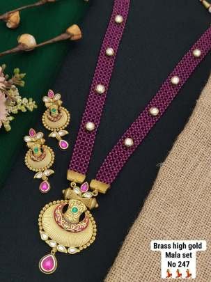 Ethnic Style Pink Necklace Earrings Set