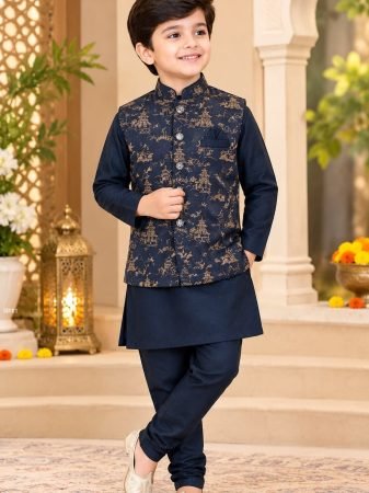 Ethnic Wear Premium Kids Kurta Pyjama Koti Set