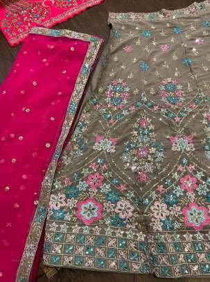 Exceptional Real Mirror 3.5 Meter Flared Pink Net Lehenga Choli
