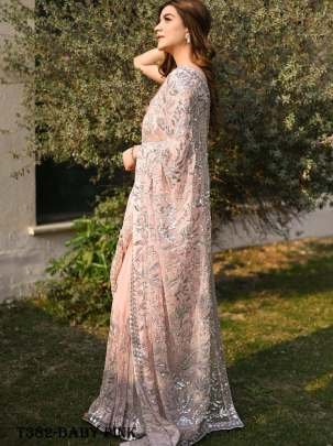 Exclusive Baby Pink Georgette Sequance Saree