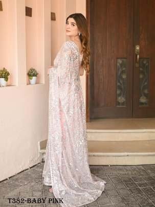 Exclusive Baby Pink Georgette Sequance Saree