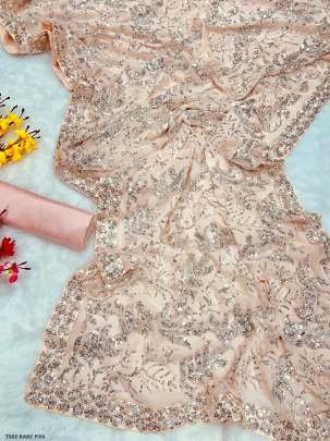Exclusive Baby Pink Georgette Sequance Saree