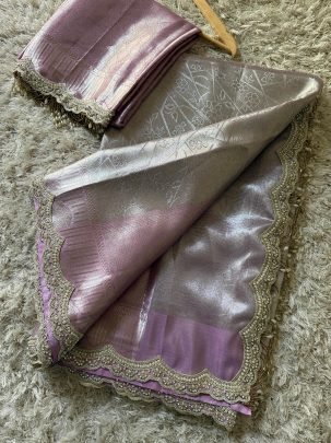 Exclusive Baby Pink Kanjivaram bridal Waskat Banarasi Silk Saree