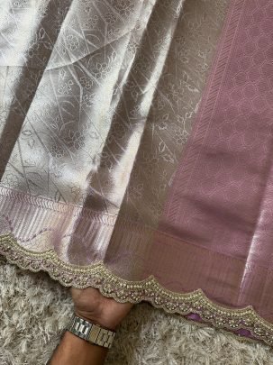 Exclusive Baby Pink Kanjivaram bridal Waskat Banarasi Silk Saree
