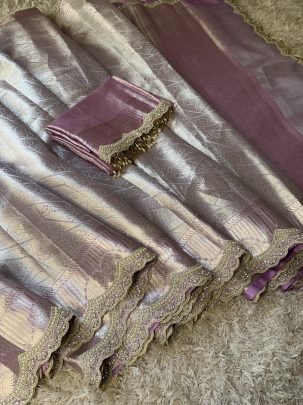 Exclusive Baby Pink Kanjivaram bridal Waskat Banarasi Silk Saree
