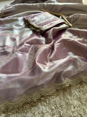 Exclusive Baby Pink Kanjivaram bridal Waskat Banarasi Silk Saree