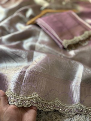 Exclusive Baby Pink Kanjivaram bridal Waskat Banarasi Silk Saree