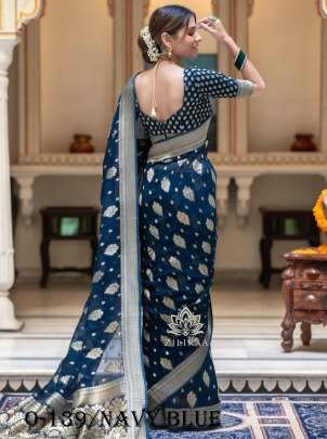 Exclusive Best Lichi Silk Navy Blue Saree