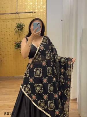 Exclusive Black Fancy Santoon Lehenga Choli With 4 Mtr Flair